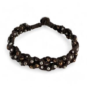 American Eagle Outfitters Brown Friendship Bracelet Beaded Braided Macrame